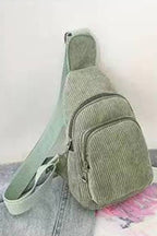 Corduroy Zipper Sling Bag — UNISHE Bags and Totes