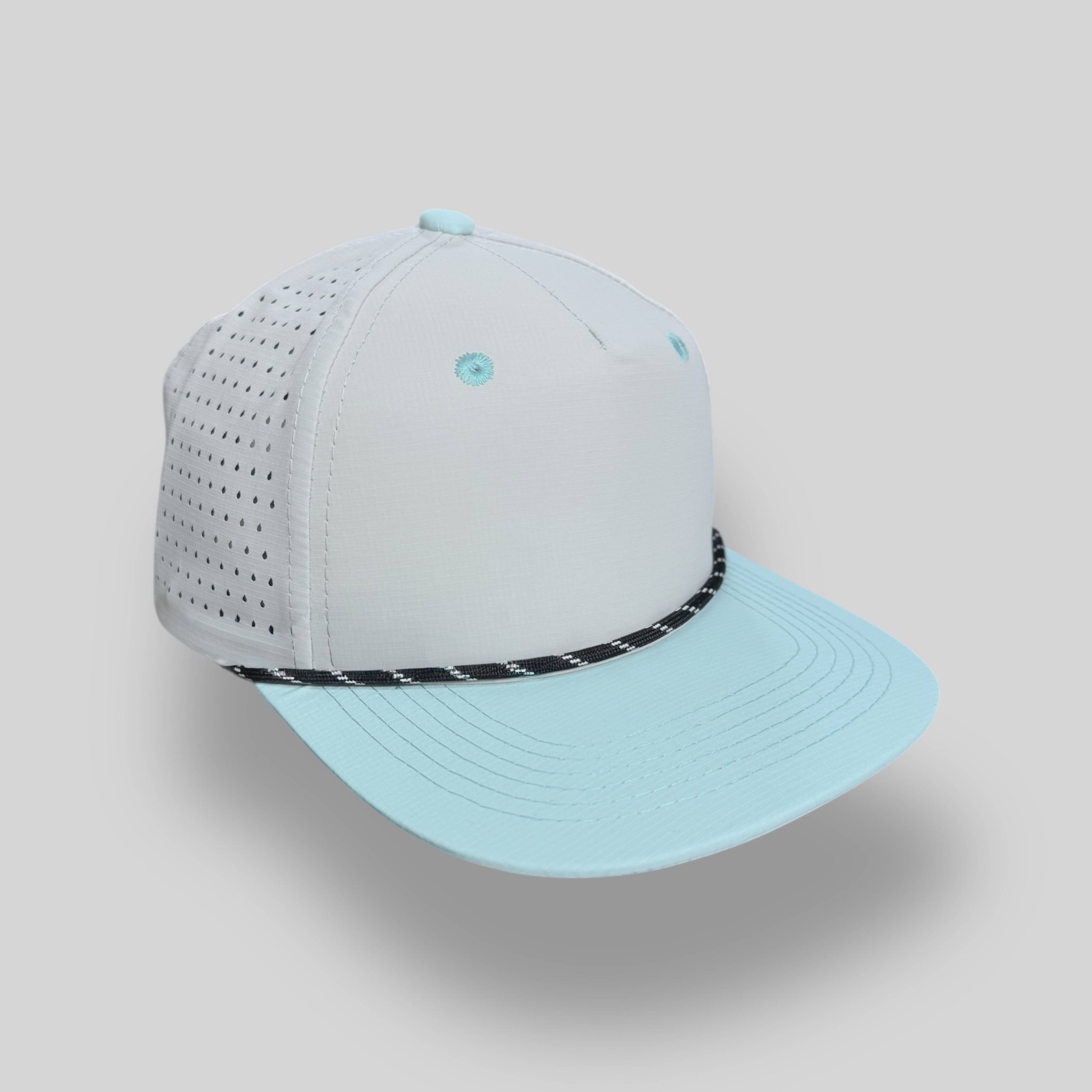 Perforated Structured Nylon Ripstop Ash Gray-Sky Blue / Black-White Rope