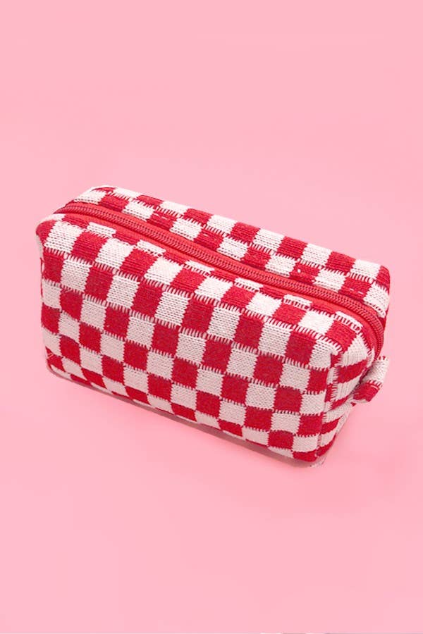 CHECKER MAKEUP COSMETIC POUCH BAG — JOSSLYN by Wall to Wall Cosmetic Bag