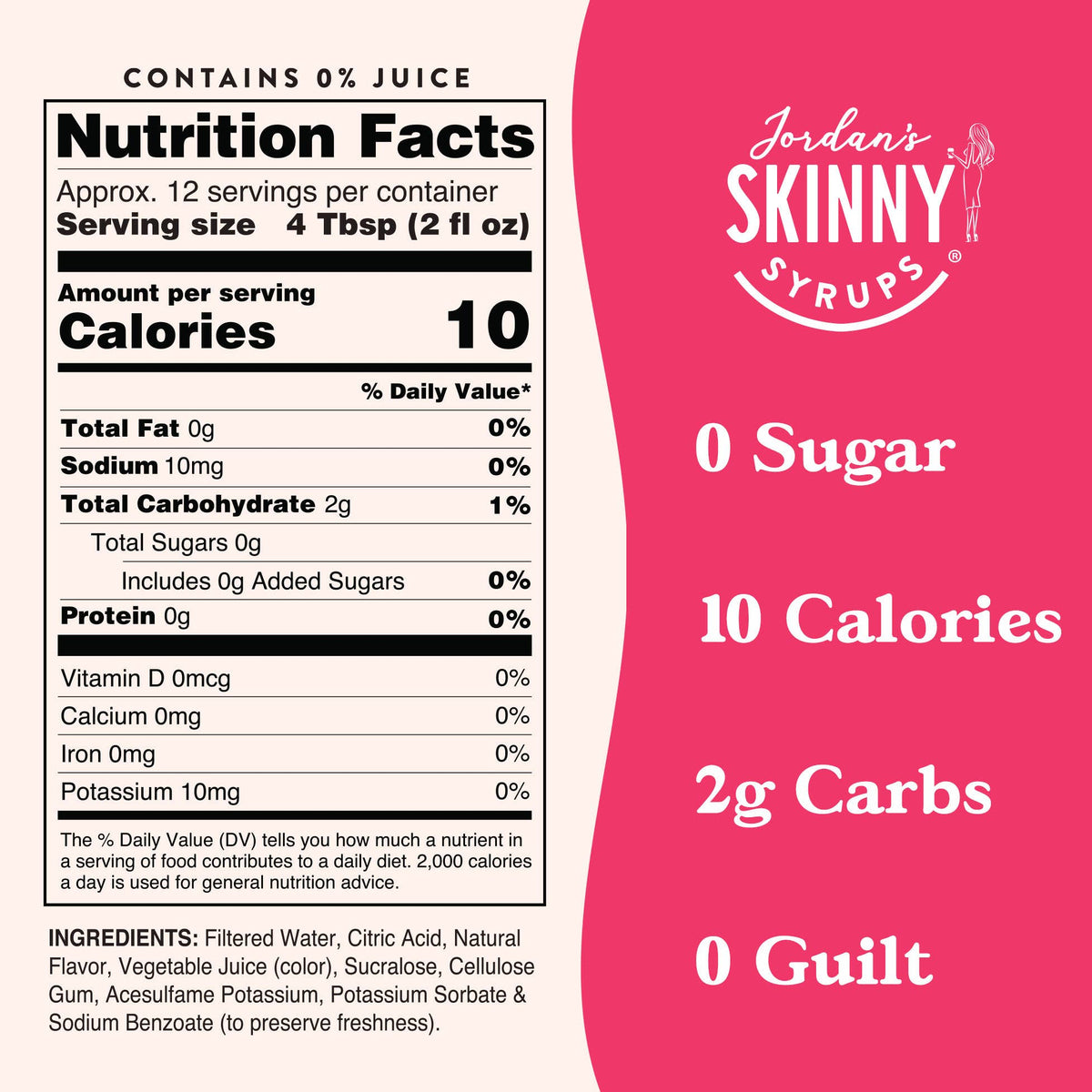 Strawberry Pink Lemonade Syrup Concentrate — Jordan's Skinny Mixes drink mix