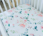 Standard Size Fitted Crib Sheet - Peach Floral — Honey Lemonade Baby Accessories