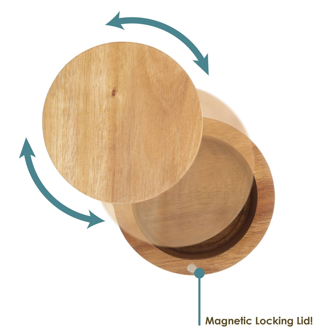 Rock & Branch® Acacia Salt Cellar with Swivel Lid - Premium Kitchen Accessories from Totally Bamboo - Just $18.95! Shop now at Pat's Monograms