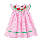 Pink Stripe Watermelon Smocked Bishop Dress — Lil Cactus Baby & Toddler Dresses