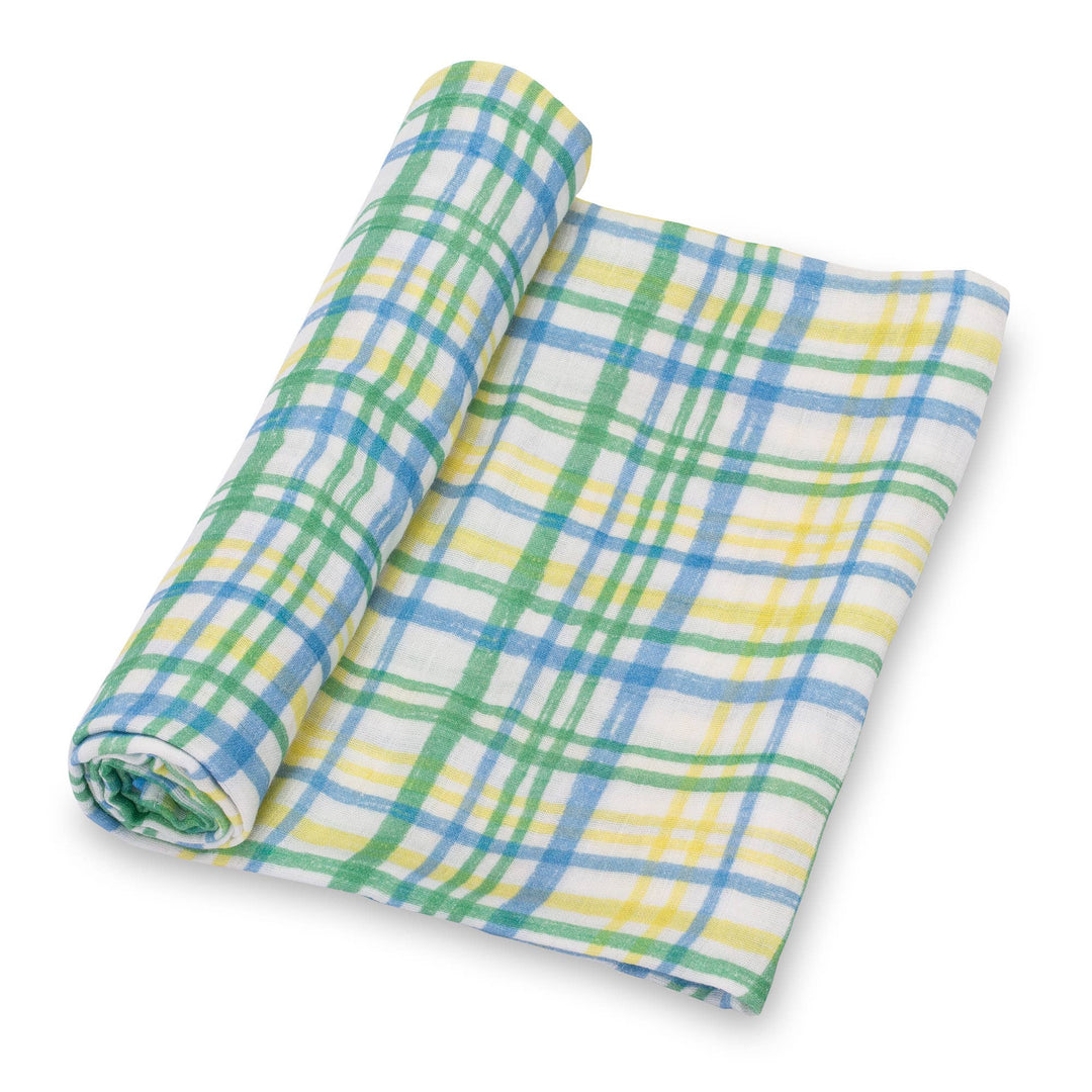 Blue Plaid Baby Muslin Swaddle Blanket - Premium Swaddle from LollyBanks - Just $19.99! Shop now at Pat's Monograms