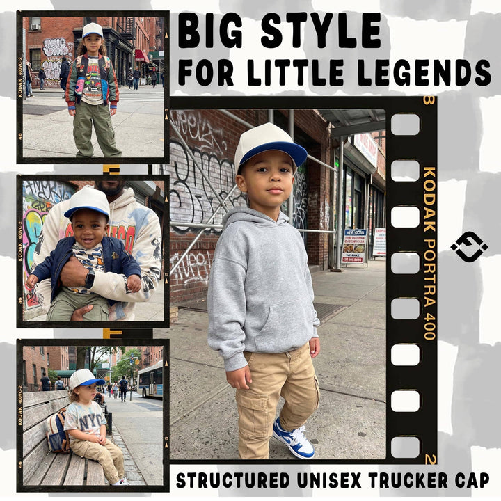 Kids/Baby Two Tone Vintage Cap - Royal Blue/Beige - Premium Trucker Cap from Funky Junque - Just $15.95! Shop now at Pat's Monograms