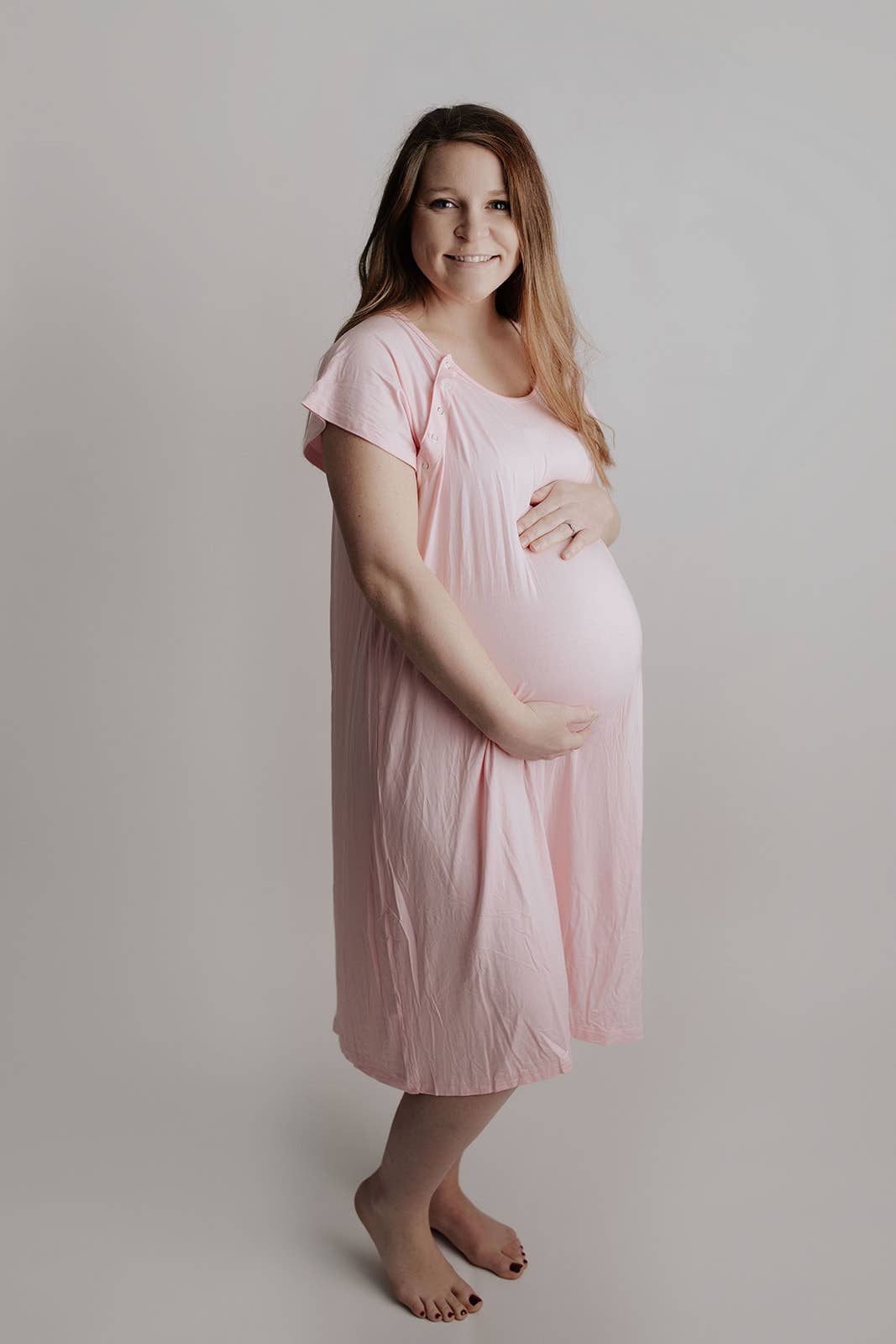 Light Pink Mommy Labor and Delivery/ Nursing Gown — Three Little Tots Maternity Clothing