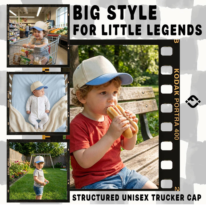 Kids/Baby Two Tone Vintage Cap - Light Blue/Beige - Premium Trucker Cap from Funky Junque - Just $15.95! Shop now at Pat's Monograms