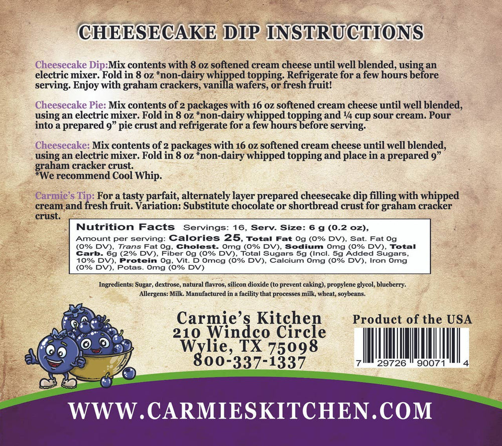 Wild Blueberry Cheesecake Dip Mix - Premium  from Carmie's Kitchen - Just $5! Shop now at Pat's Monograms