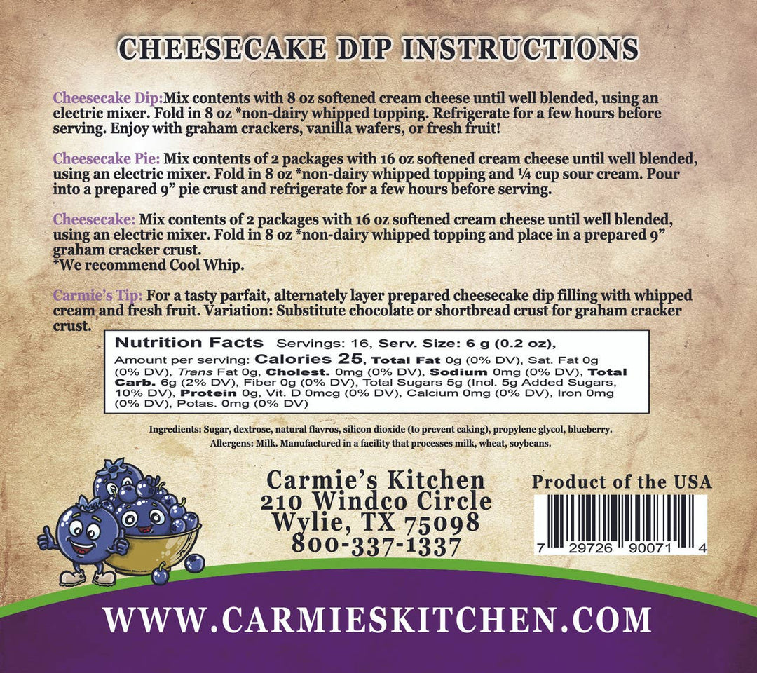 Wild Blueberry Cheesecake Dip Mix - Premium  from Carmie's Kitchen - Just $5! Shop now at Pat's Monograms