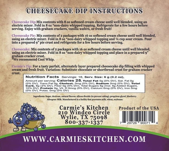Wild Blueberry Cheesecake Dip Mix - Premium  from Carmie's Kitchen - Just $5! Shop now at Pat's Monograms