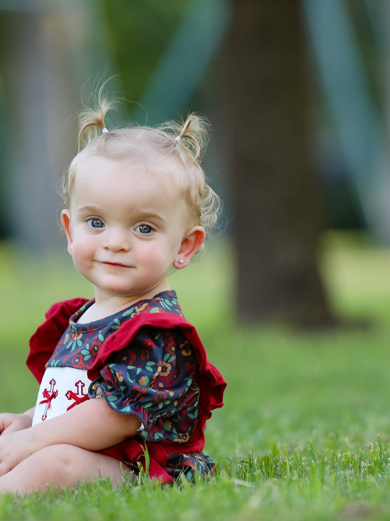 Vintage Floral Smocked Cross Baby Girl Romper - Premium Baby & Toddler Outfits from Rylee Faith Designs - Just $26.95! Shop now at Pat's Monograms