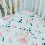 Standard Size Fitted Crib Sheet - Peach Floral — Honey Lemonade Baby Accessories
