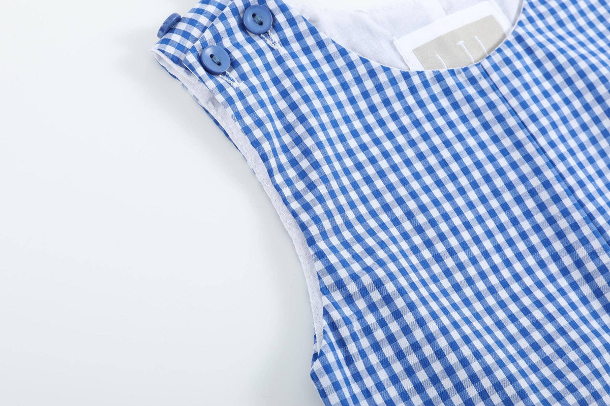 Royal Blue Gingham Pocket Shortalls — Lil Cactus Baby & Toddler Outfits