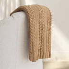 Luna Cable Knit Cotton Throw: Beige — Tajik Home LLC blankets