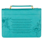Amazing Grace Floral Teal Faux Leather Bible Cover — Christian Art Gifts Books and Devotionals