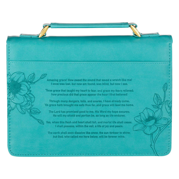 Amazing Grace Floral Teal Faux Leather Bible Cover - Premium Books and Devotionals from Christian Art Gifts - Just $29.99! Shop now at Pat's Monograms