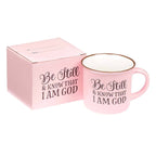 Be Still and Know Pink Camp-style Coffee Mug - Psalm 46:10 — Christian Art Gifts