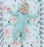 Standard Size Fitted Crib Sheet - Peach Floral — Honey Lemonade Baby Accessories
