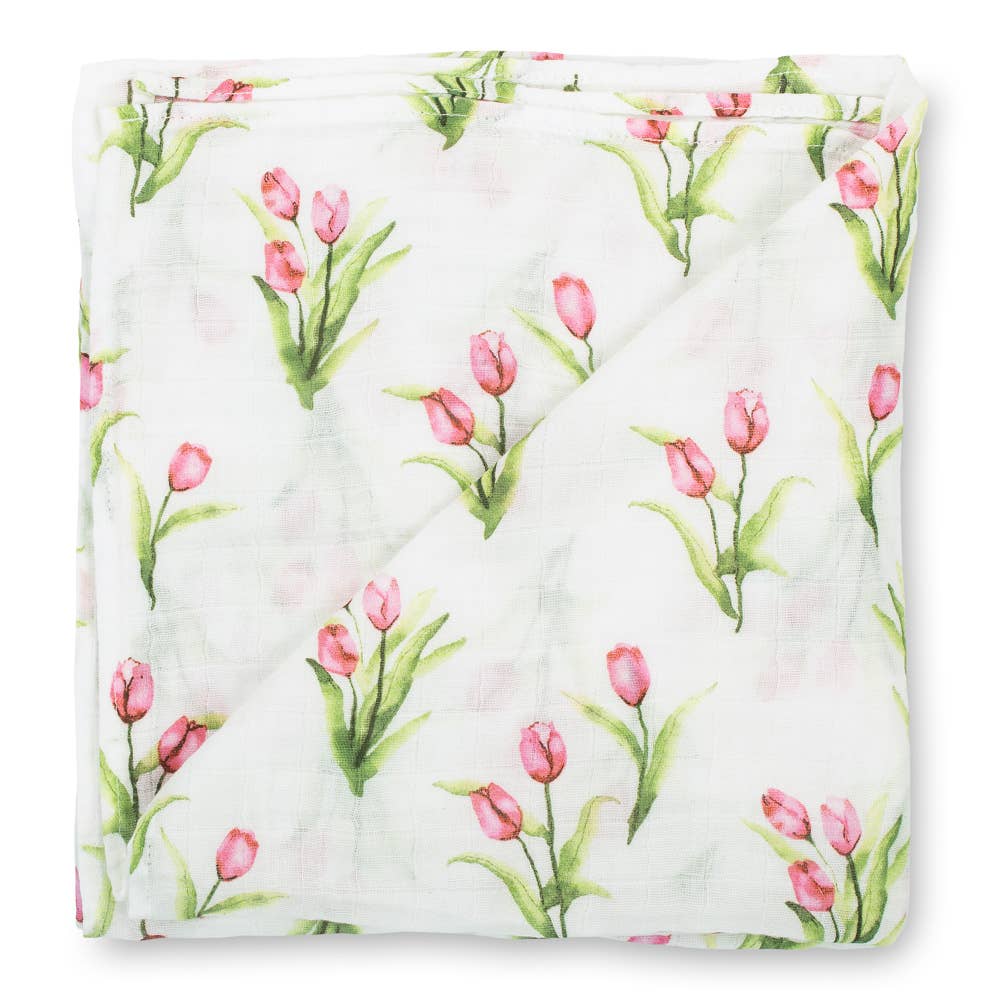 Tulip Garden Baby Swaddle Blanket — LollyBanks
