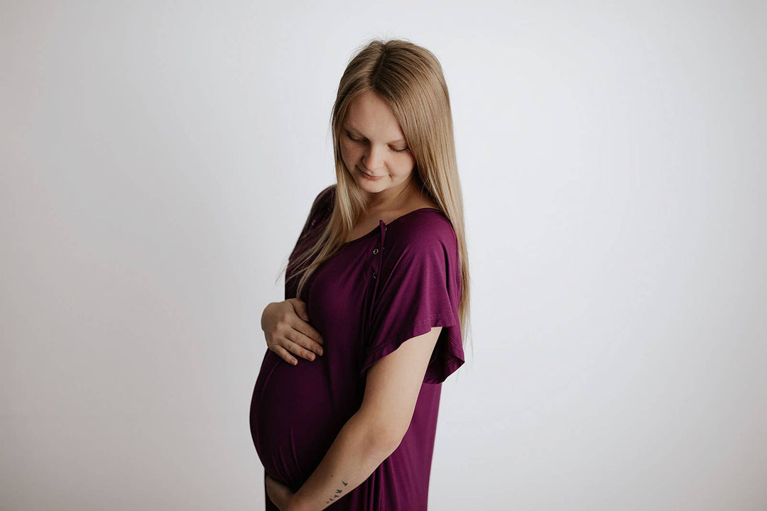 Plum Purple Maternity Labor and Delivery/ Nursing Gown - Premium nursing & Feeding from Three Little Tots - Just $36.95! Shop now at Pat's Monograms