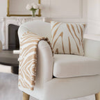 Rumi Zebra Cotton Knit Throw: Beige — Tajik Home LLC