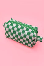 CHECKER MAKEUP COSMETIC POUCH BAG — JOSSLYN by Wall to Wall Cosmetic Bag