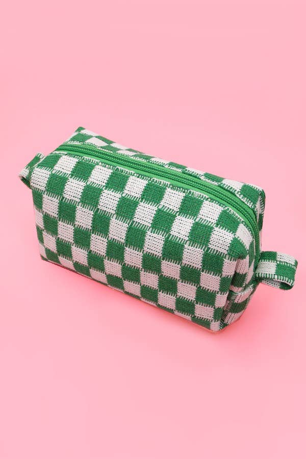 CHECKER MAKEUP COSMETIC POUCH BAG — JOSSLYN by Wall to Wall Cosmetic Bag