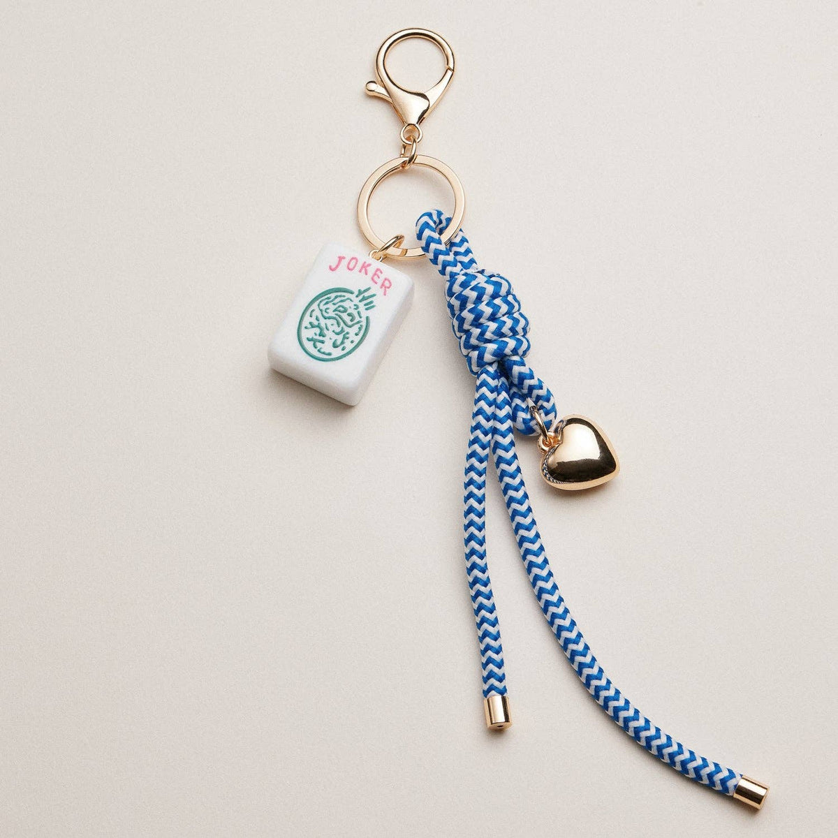 Mahjong Keychain | Heart Charm & Rope — Frem