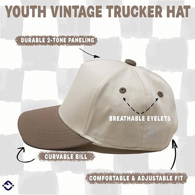 Kids/Baby Two Tone Vintage Cap - Khaki/Beige - Premium Trucker Cap from Funky Junque - Just $15.95! Shop now at Pat's Monograms