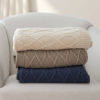 Quinn Chunky Diamond Knit Cotton Throw: Denim — Tajik Home LLC