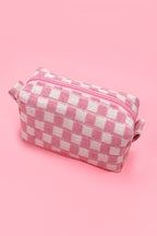 CHECKER MAKEUP COSMETIC POUCH BAG — JOSSLYN by Wall to Wall Cosmetic Bag