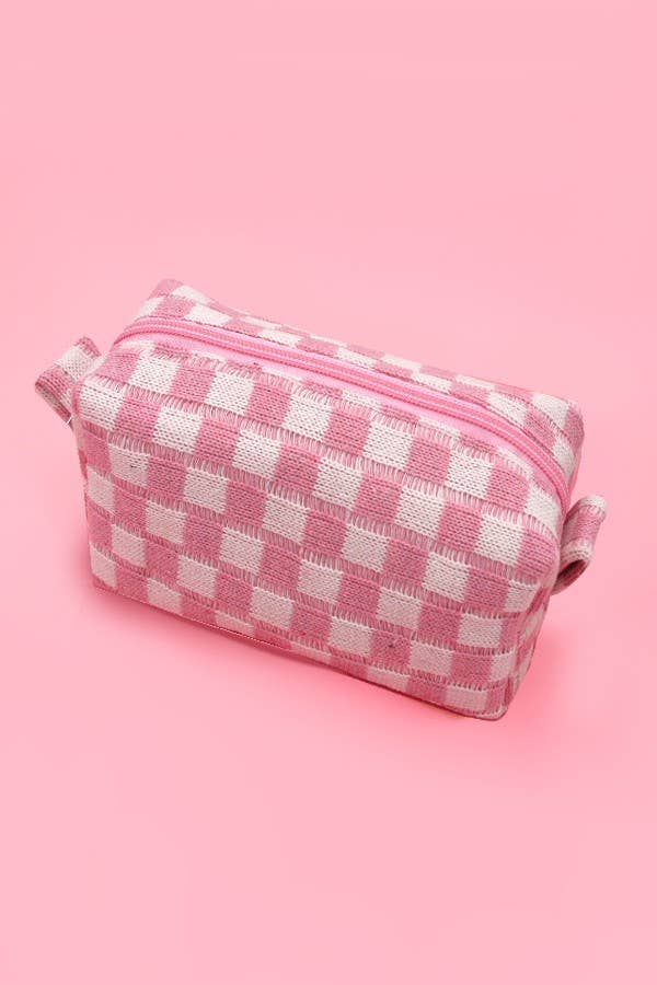 CHECKER MAKEUP COSMETIC POUCH BAG — JOSSLYN by Wall to Wall Cosmetic Bag