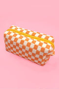 CHECKER MAKEUP COSMETIC POUCH BAG — JOSSLYN by Wall to Wall Cosmetic Bag