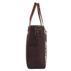 Canvas & Leather Women's Tote Bag - Timberwolf/Van Dyke — Sixtease Bags USA