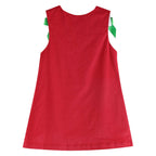 Red Corduroy Christmas Applique Bow Dress — Lil Cactus Baby & Toddler Dresses