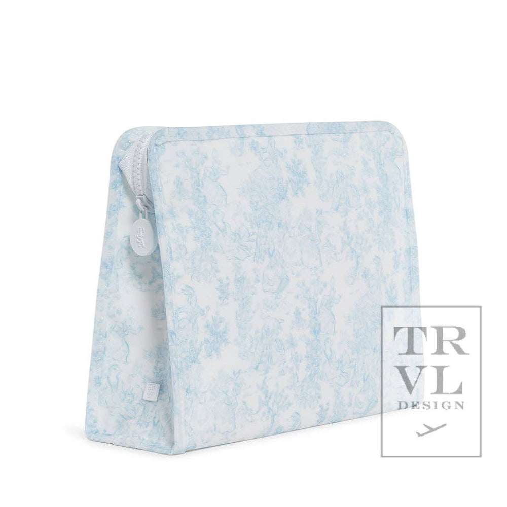 Roadie Large - Bunny Toile Blue Zip Pouch - Premium travel bag from TRVL Design - Just $32! Shop now at Pat's Monograms