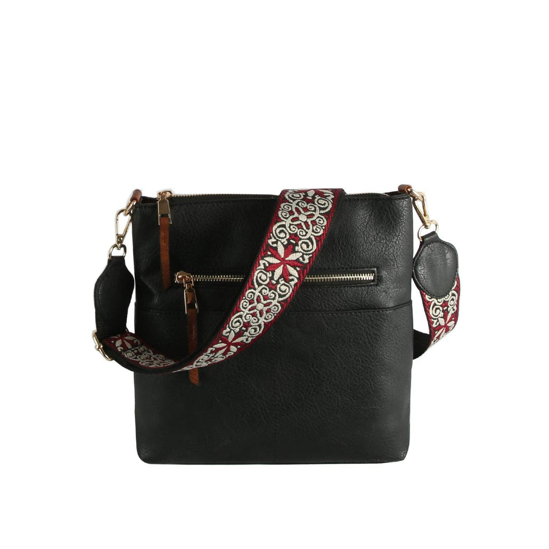 Guitar Strap Leather Front Zipper Crossbody Bag - Premium handbag from Handbag Factory Corp - Just $38.95! Shop now at Pat's Monograms