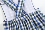 Blue and Green Criss Cross Shortalls — Lil Cactus Baby & Toddler Outfits