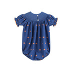 Blue Pumpkin Print Knit Smocked Romper - Premium  from Lil Cactus - Just $36! Shop now at Pat's Monograms