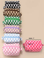 CHECKER MAKEUP COSMETIC POUCH BAG — JOSSLYN by Wall to Wall Cosmetic Bag
