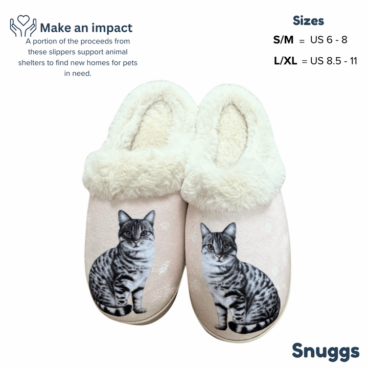 Silver Tabby Cat Snuggs Slipper - Comfy - Pet lovers - Premium houseshoes from E&S Pets - Just $24.95! Shop now at Pat's Monograms