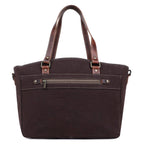 Canvas & Leather Women's Tote Bag - Timberwolf/Van Dyke — Sixtease Bags USA