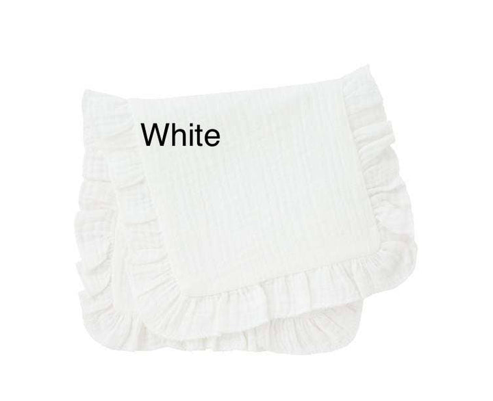 Muslin Ruffle Burp - Baby Gift, Shower Gift, Newborn - Premium Baby Accessories from Zsa Zsa & LoLLi Monogram Blanks - Just $9.95! Shop now at Pat's Monograms