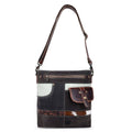 Canvas Cowhide & Leather Women Crossbody - Platinum/ Black — Sixtease Bags USA