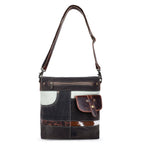 Canvas Cowhide & Leather Women Crossbody - Platinum/ Black — Sixtease Bags USA