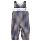 Blue Flannel Plaid Mallard Smocked Overalls — Lil Cactus Baby & Toddler Outfits