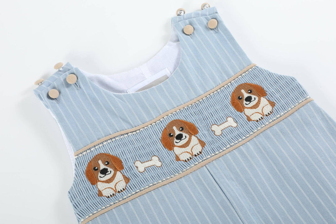 Light Blue Puppy Smocked Overalls - Premium Baby & Toddler Outfits from Lil Cactus - Just $34.95! Shop now at Pat's Monograms