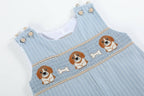 Light Blue Puppy Smocked Overalls — Lil Cactus Baby & Toddler Outfits