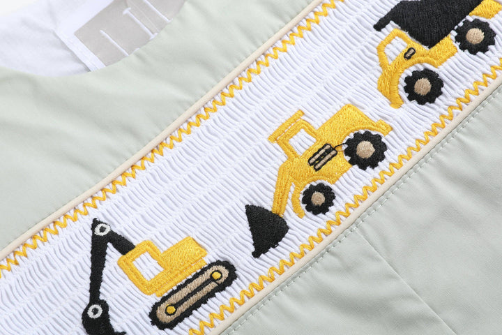 Sage Green Construction Smocked Overalls - Premium Baby & Toddler Outfits from Lil Cactus - Just $38.95! Shop now at Pat's Monograms