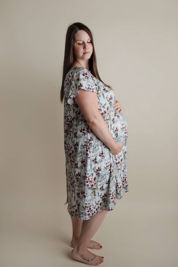 Floral Mommy Labor and Delivery/ Nursing Gown — Three Little Tots Maternity Clothing